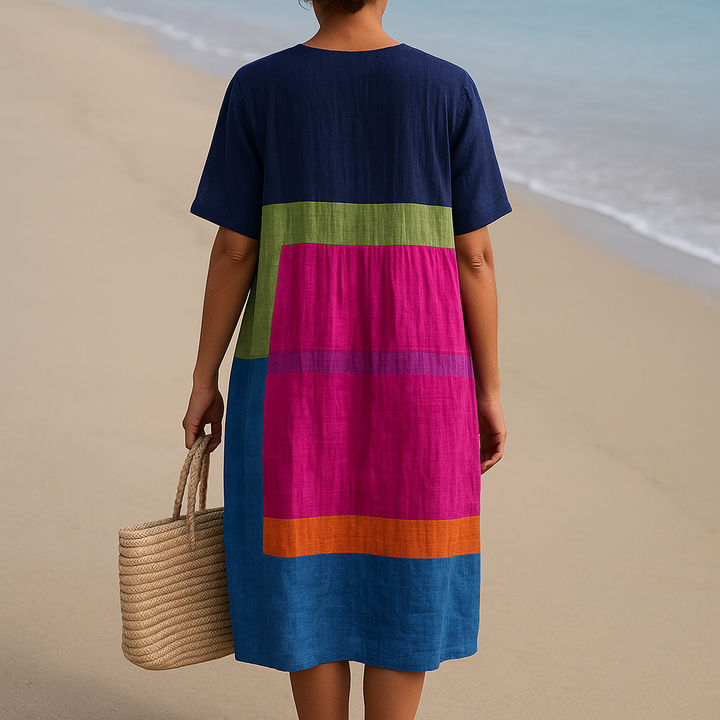 Ariane | Robe avec des blocs de couleurs vives