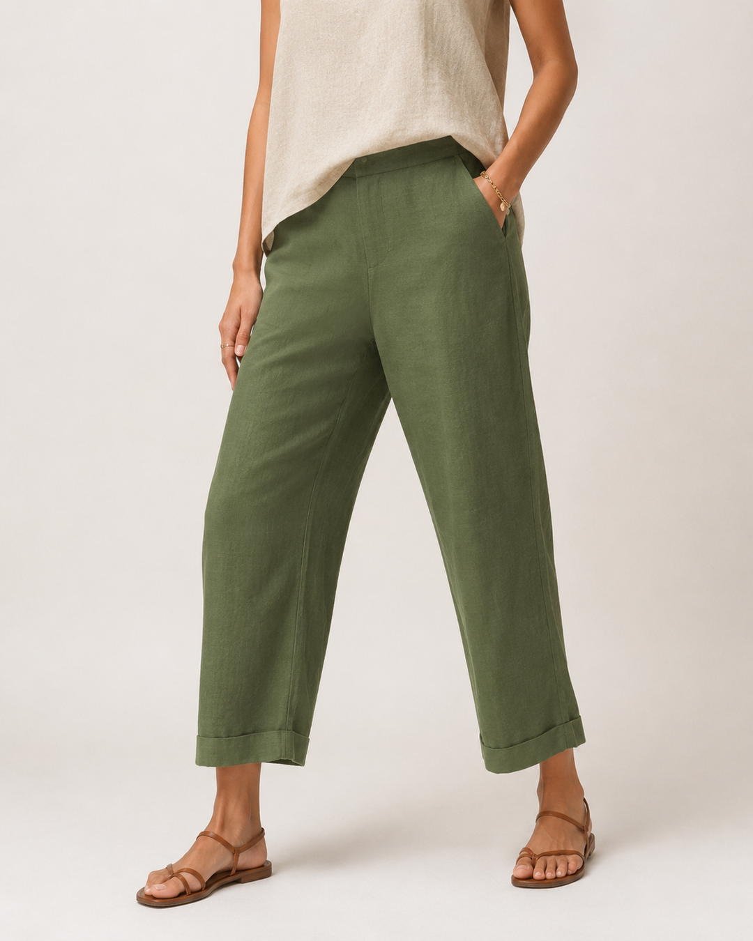 Pantalon été en lin confortable pour femme