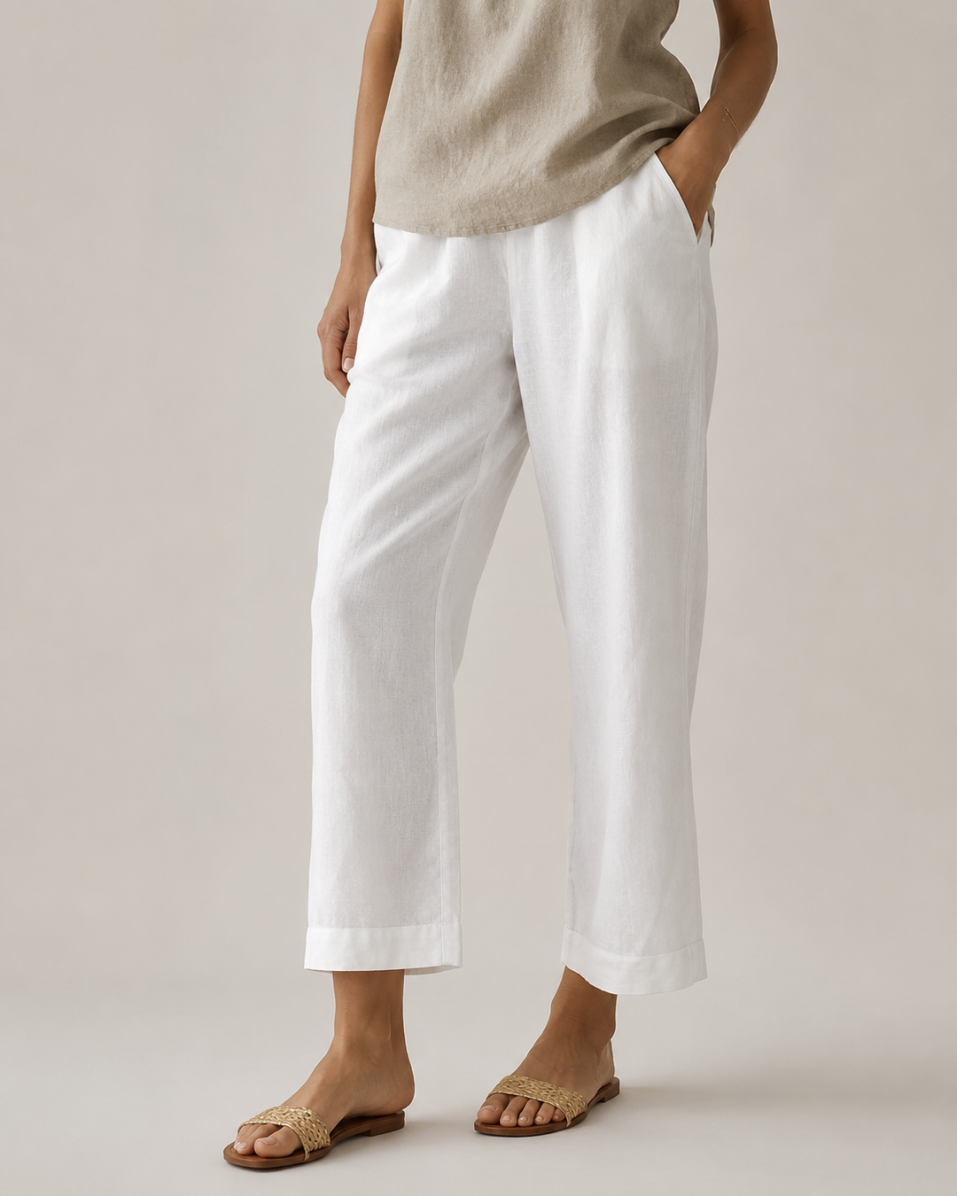 Pantalon été en lin confortable pour femme