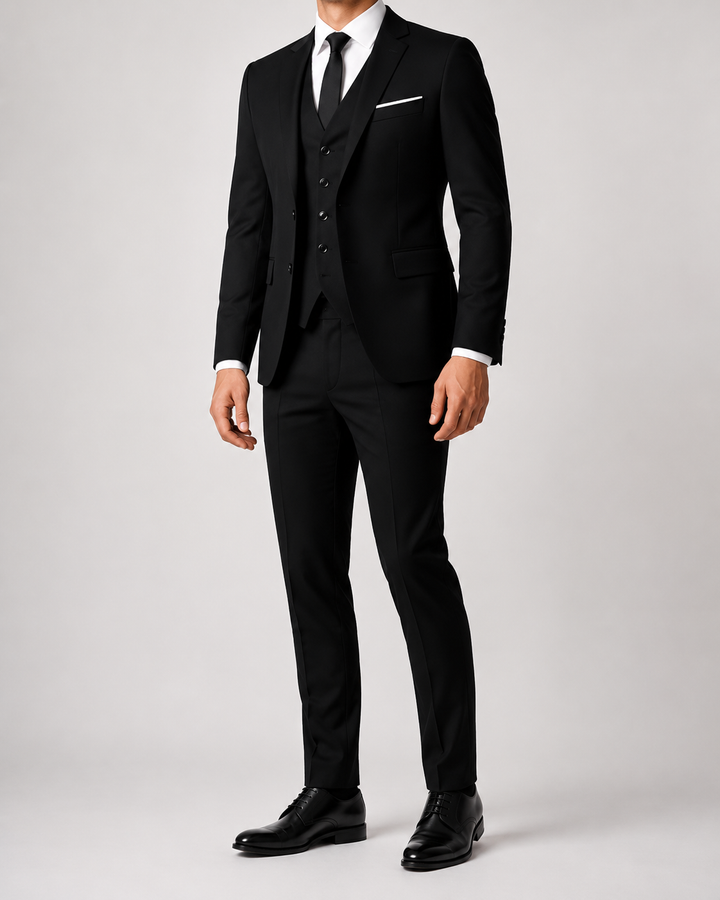 Costume homme trois pièces gris coupe ajustée cérémonie élégant