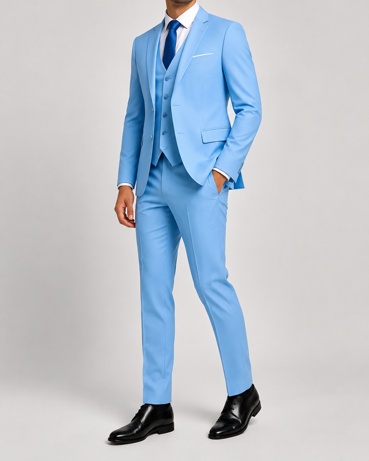 Costume homme trois pièces gris coupe ajustée cérémonie élégant