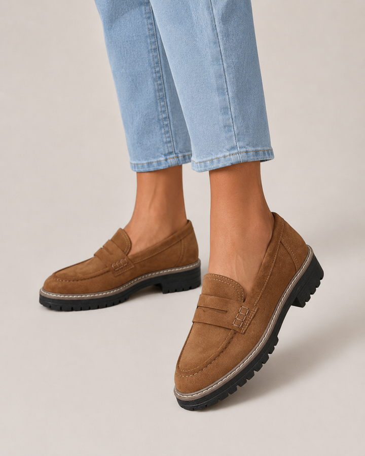 Mocassins femme orthopédiques élégants confort cuir à enfiler
