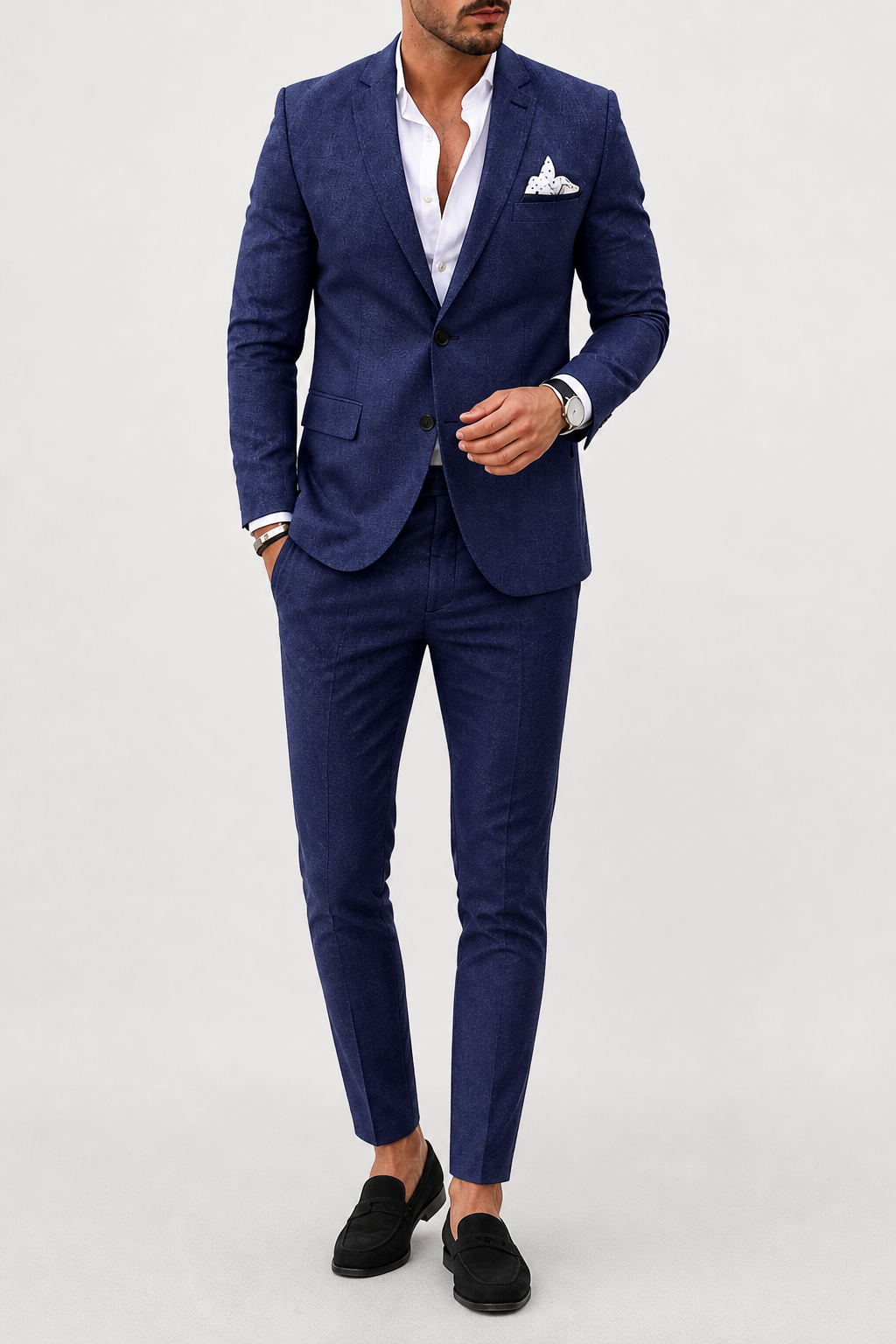Costume homme deux pièces lin business décontracté élégant été