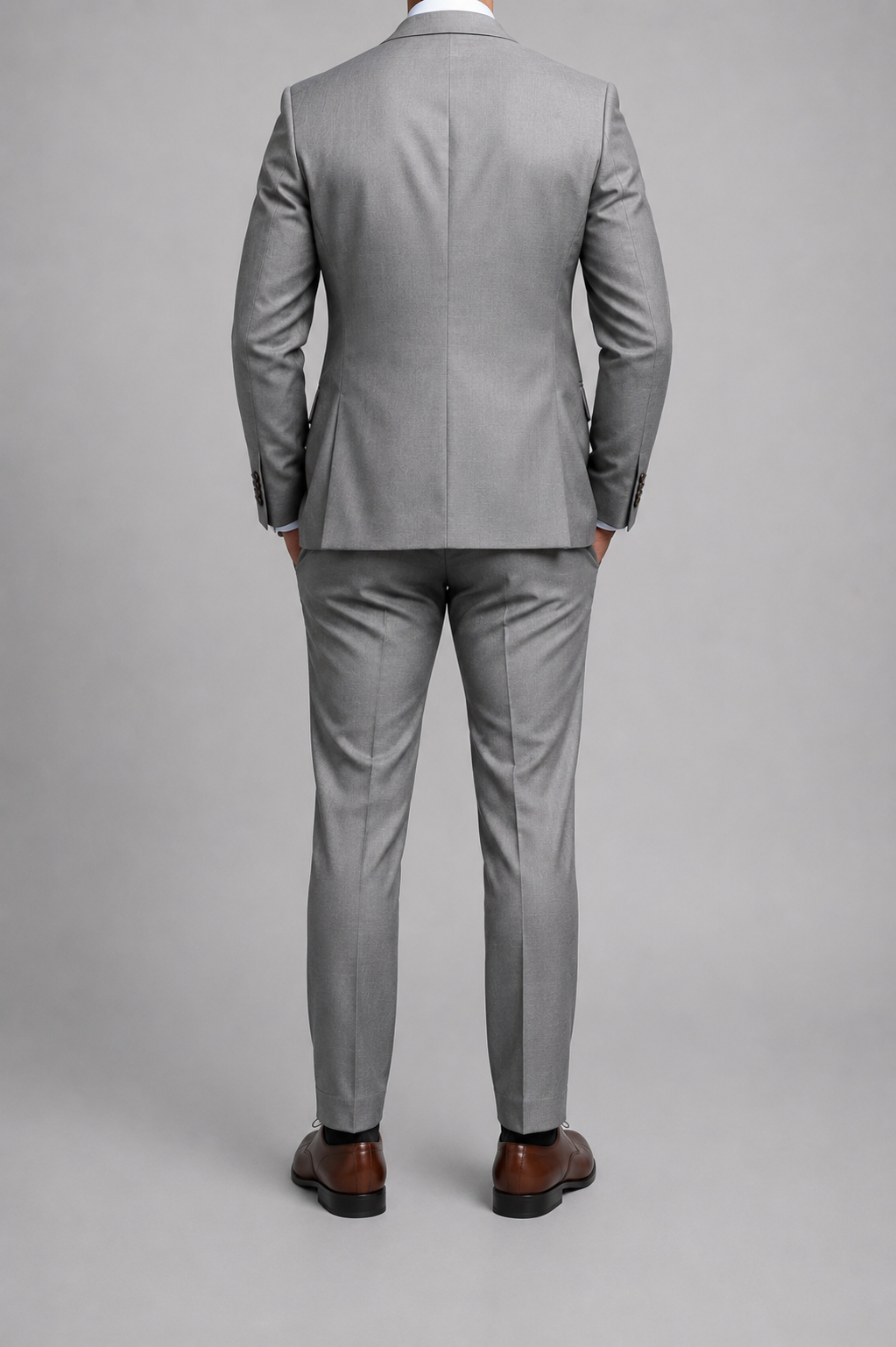 Costume homme trois pièces gris deux boutons élégant formel mariage