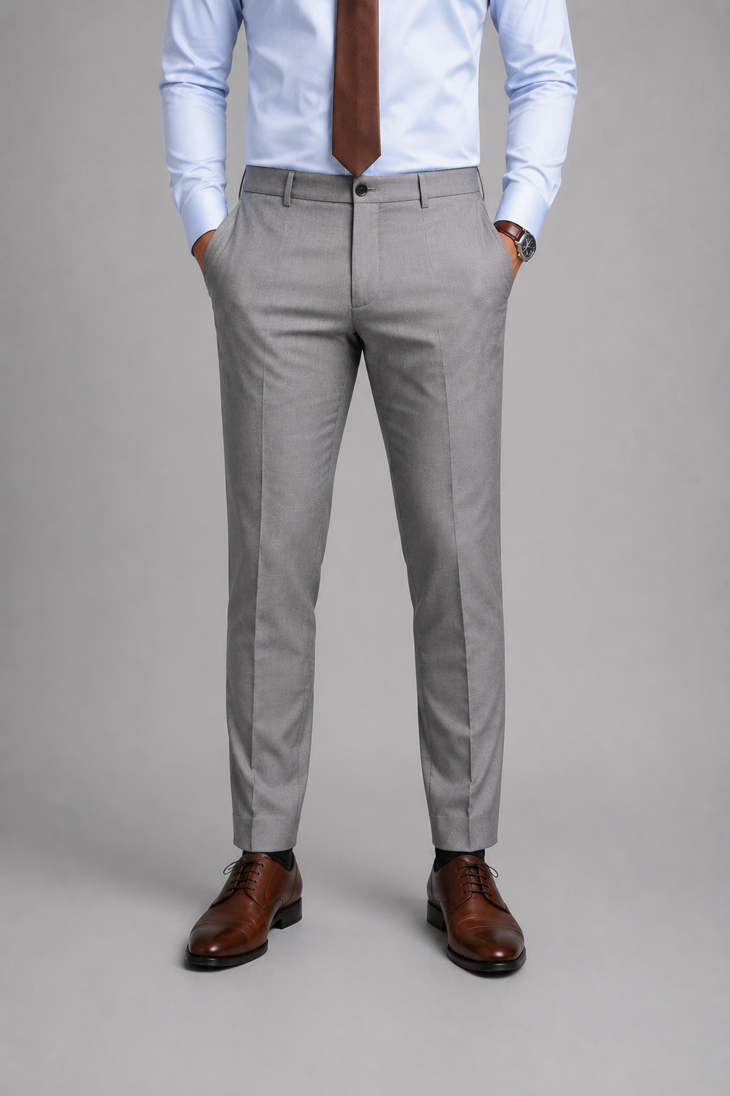 Costume homme trois pièces gris deux boutons élégant formel mariage