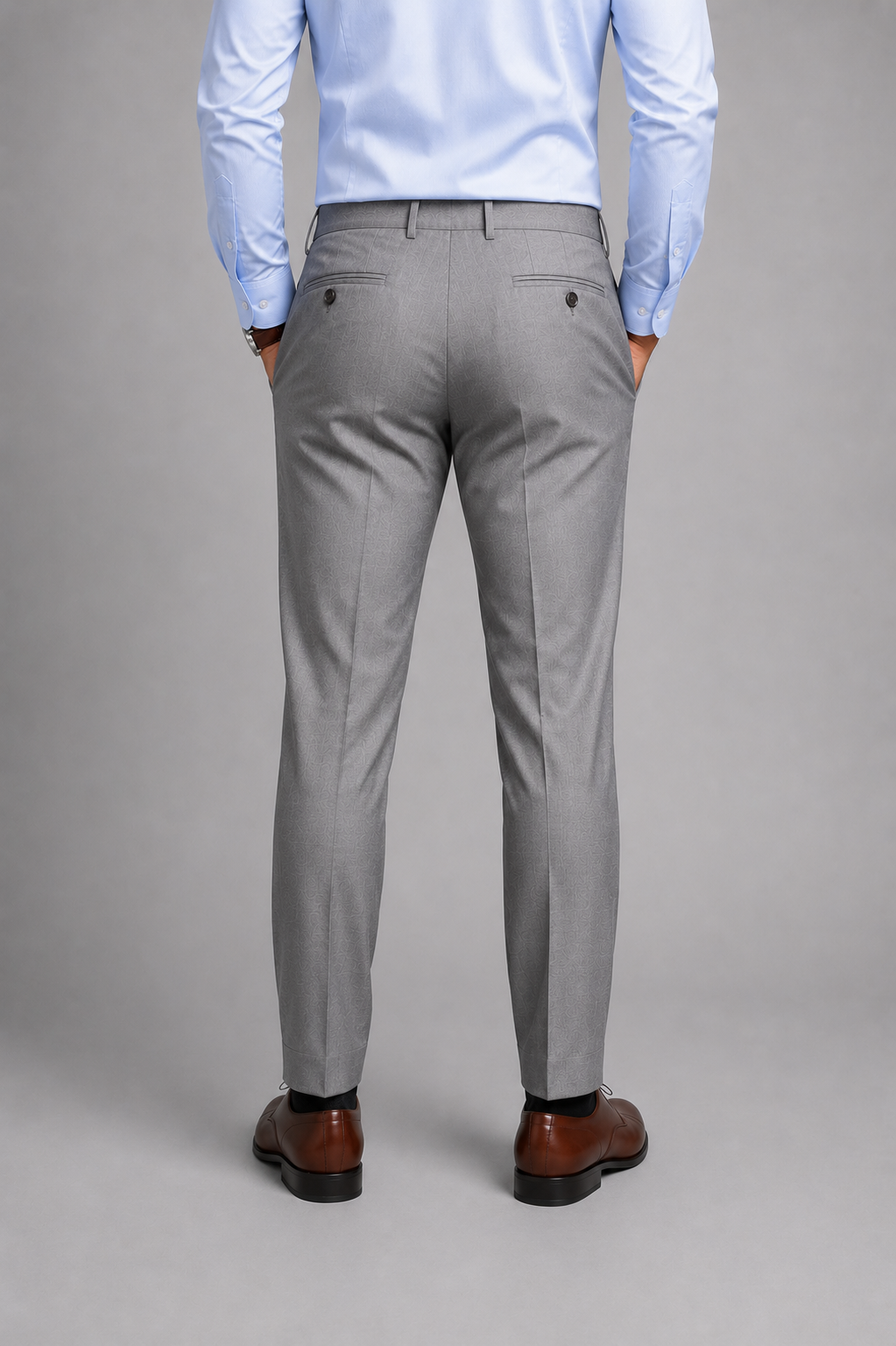 Costume homme trois pièces gris deux boutons élégant formel mariage