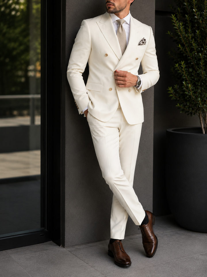 Costume homme mariage croisé deux pièces élégant