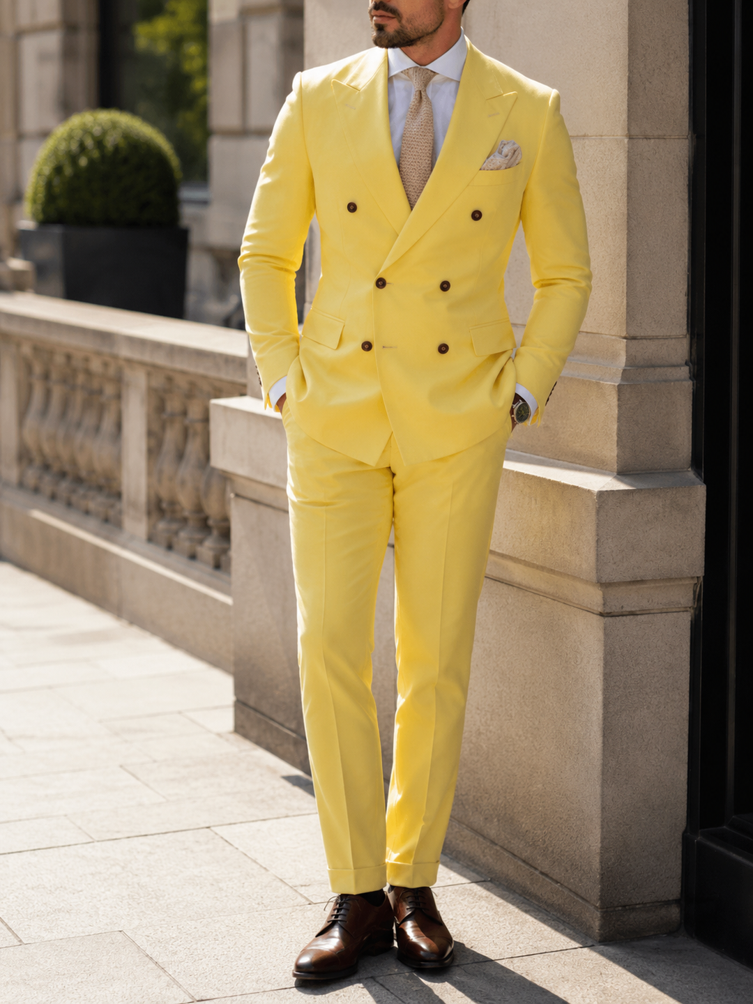 Costume homme mariage croisé deux pièces élégant