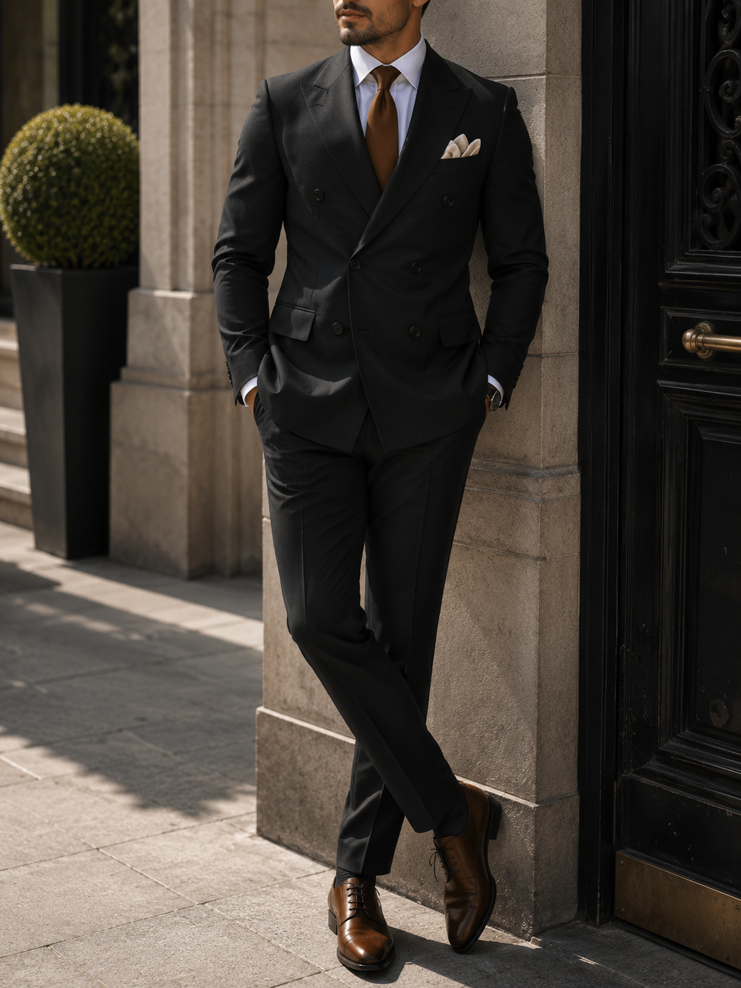 Costume homme mariage croisé deux pièces élégant