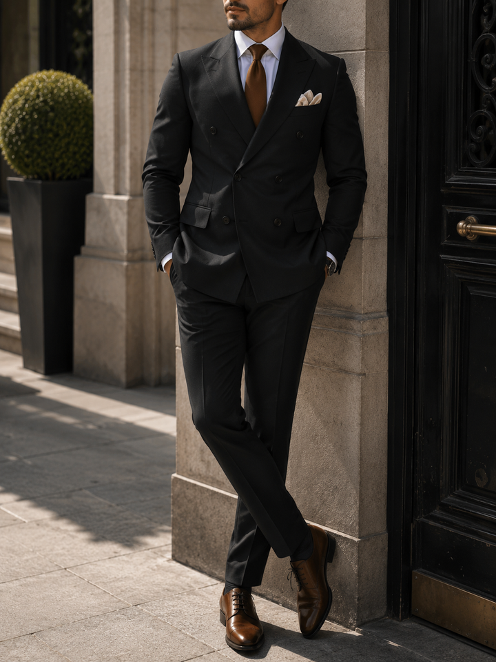 Costume homme mariage croisé deux pièces élégant