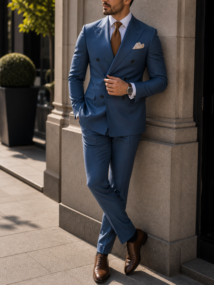 Costume homme mariage croisé deux pièces élégant