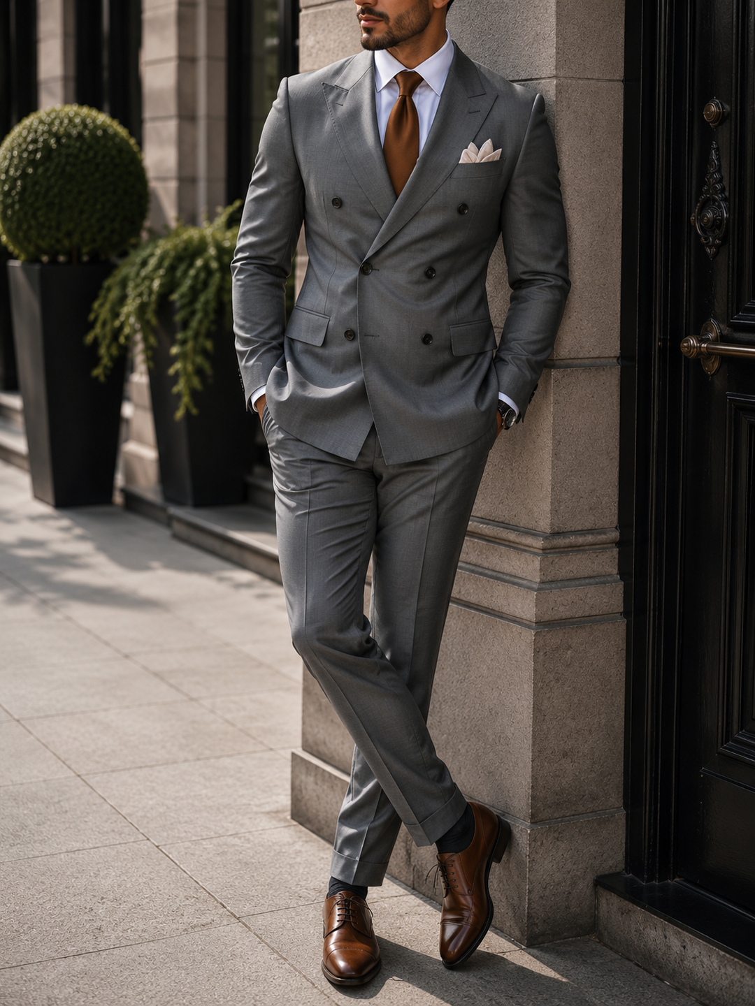 Costume homme mariage croisé deux pièces élégant