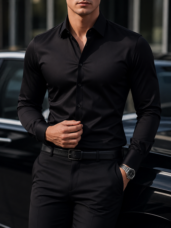 Chemise homme manches longues coupe ajustée moderne élégante