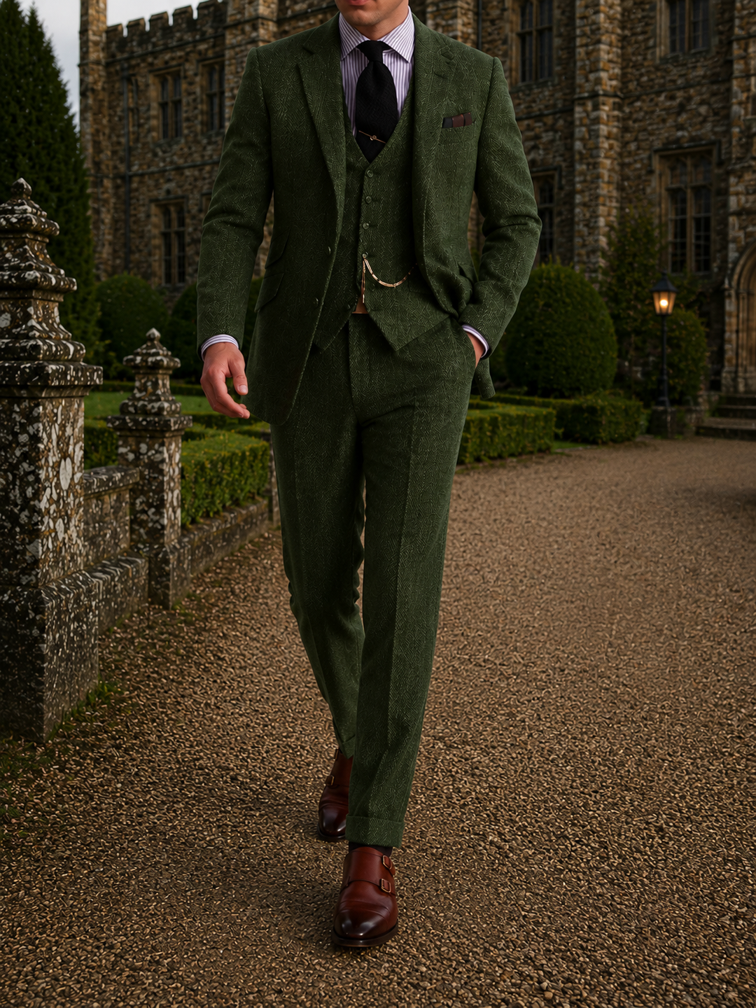 Ensemble homme trois pièces bordeaux coordonné élégant mariage
