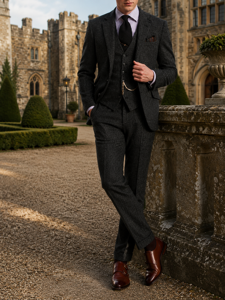 Ensemble homme trois pièces bordeaux coordonné élégant mariage