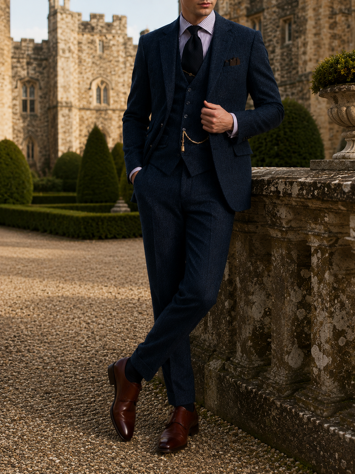 Ensemble homme trois pièces bordeaux coordonné élégant mariage