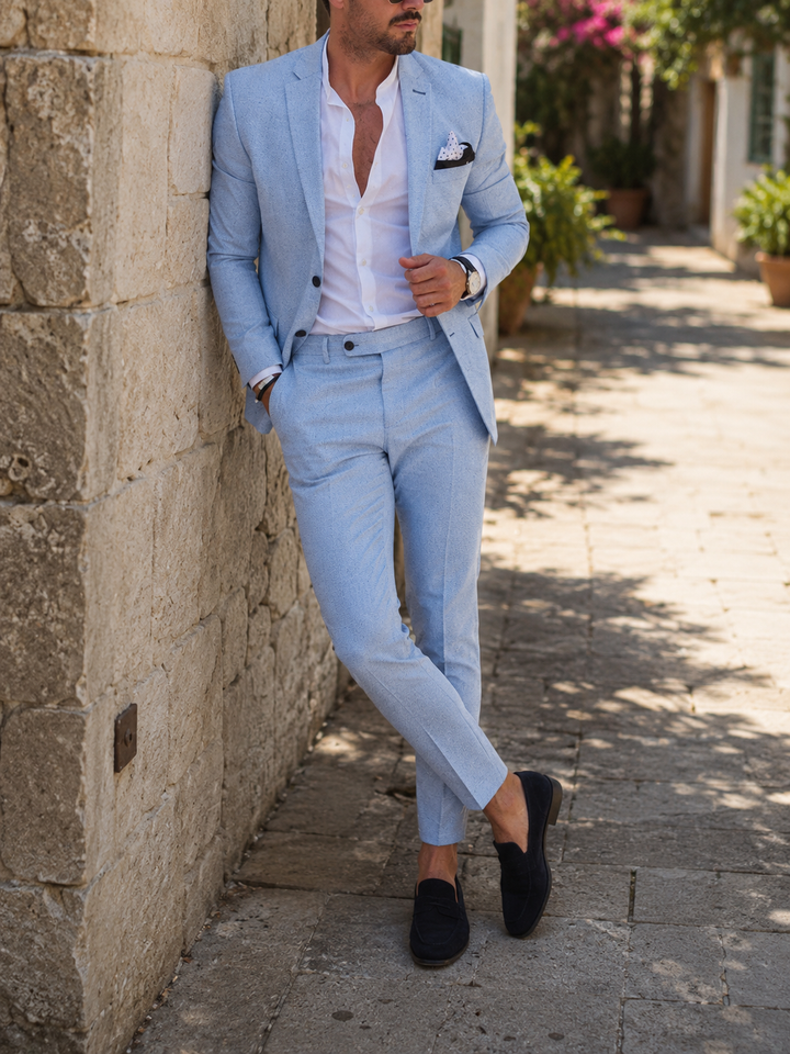 Costume homme deux pièces lin business décontracté élégant été