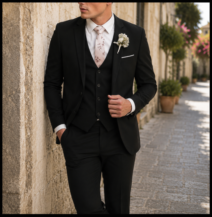 Costume homme trois pièces coupe ajustée mariage élégant