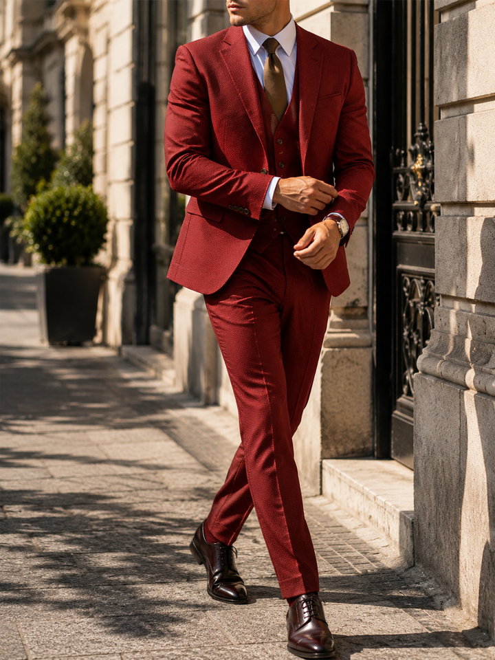 Costume homme trois pièces gris deux boutons élégant formel mariage