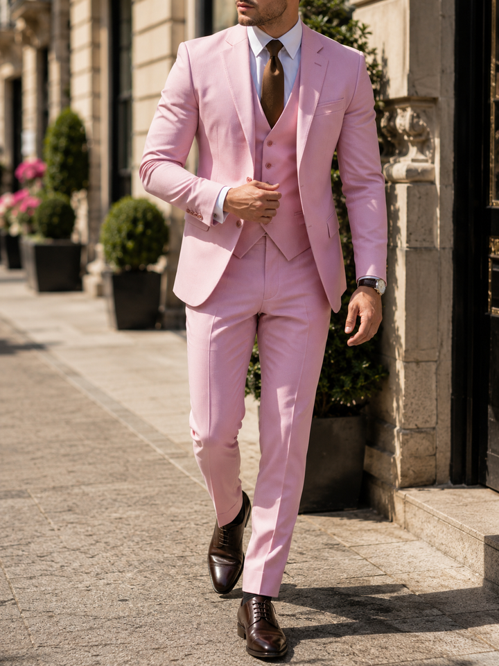 Costume homme trois pièces gris deux boutons élégant formel mariage