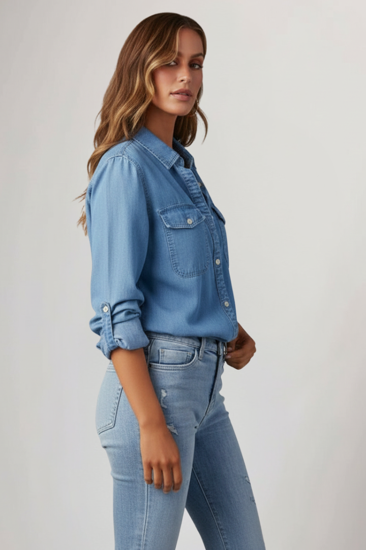 Chemise boutonnée pour femme | Coupe droite classique | Manches longues | Pour tous les jours et les occasions décontractées 3