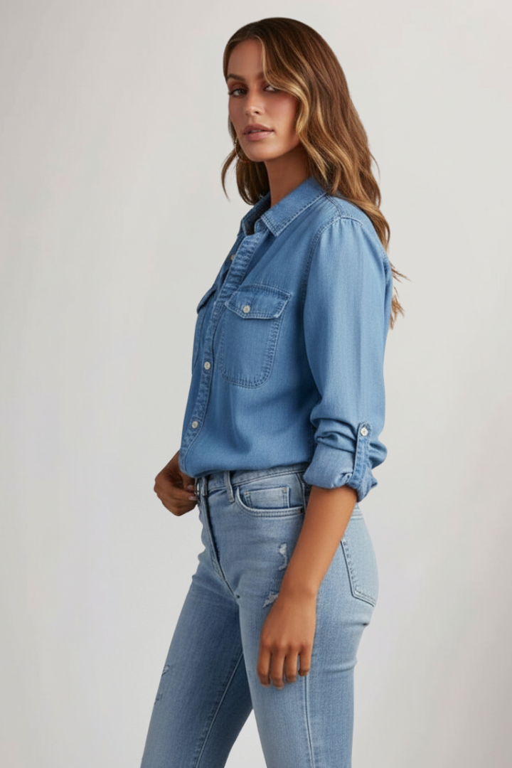 Chemise boutonnée pour femme | Coupe droite classique | Manches longues | Pour tous les jours et les occasions décontractées 4