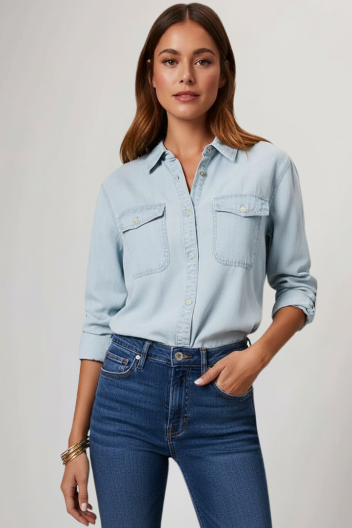Chemise boutonnée pour femme | Coupe droite classique | Manches longues | Pour tous les jours et les occasions décontractées 5