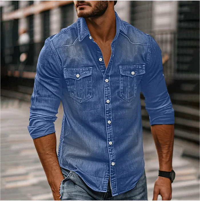 Chemise en Denim Homme Slim Moderne – Style Rugueux Élégant 1