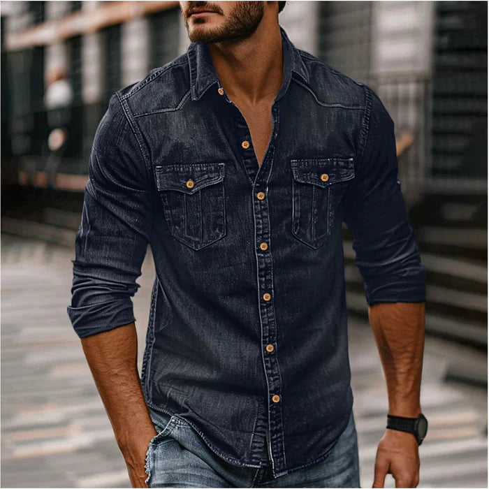 Chemise en Denim Homme Slim Moderne – Style Rugueux Élégant 2