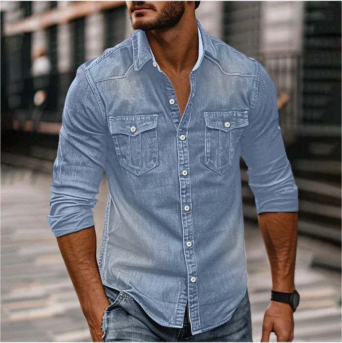 Chemise en Denim Homme Slim Moderne – Style Rugueux Élégant 3
