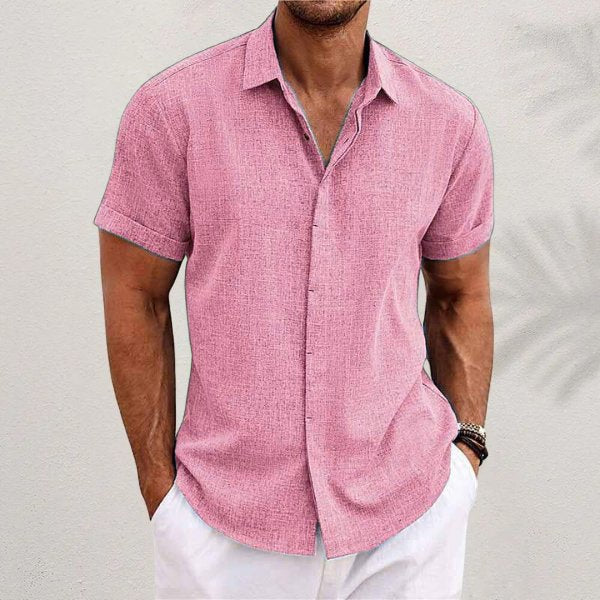 Chemise en lin à manches courtes pour homme | Coupe classique boutonnée 10