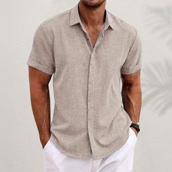 Chemise en lin à manches courtes pour homme | Coupe classique boutonnée 12