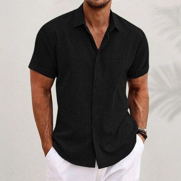 Chemise en lin à manches courtes pour homme | Coupe classique boutonnée 5