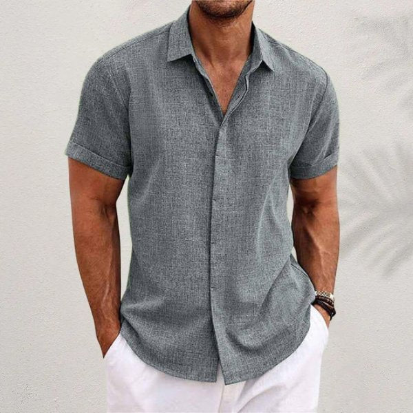 Chemise en lin à manches courtes pour homme | Coupe classique boutonnée 7