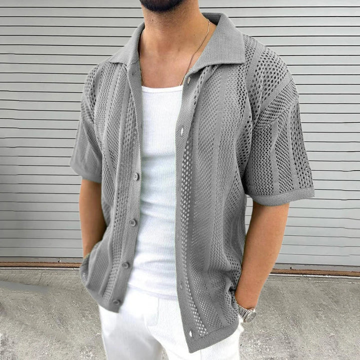 Chemise homme à manches courtes | Patte de boutonnage à structure ouverte 3