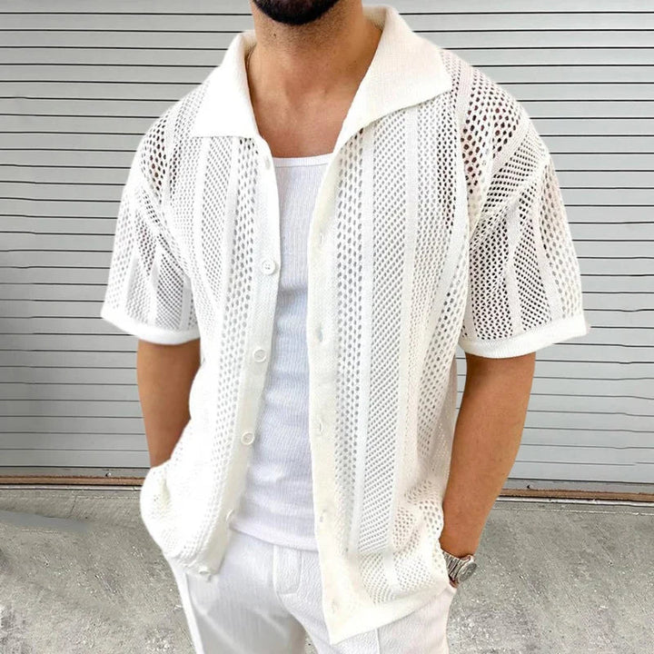 Chemise homme à manches courtes | Patte de boutonnage à structure ouverte 4