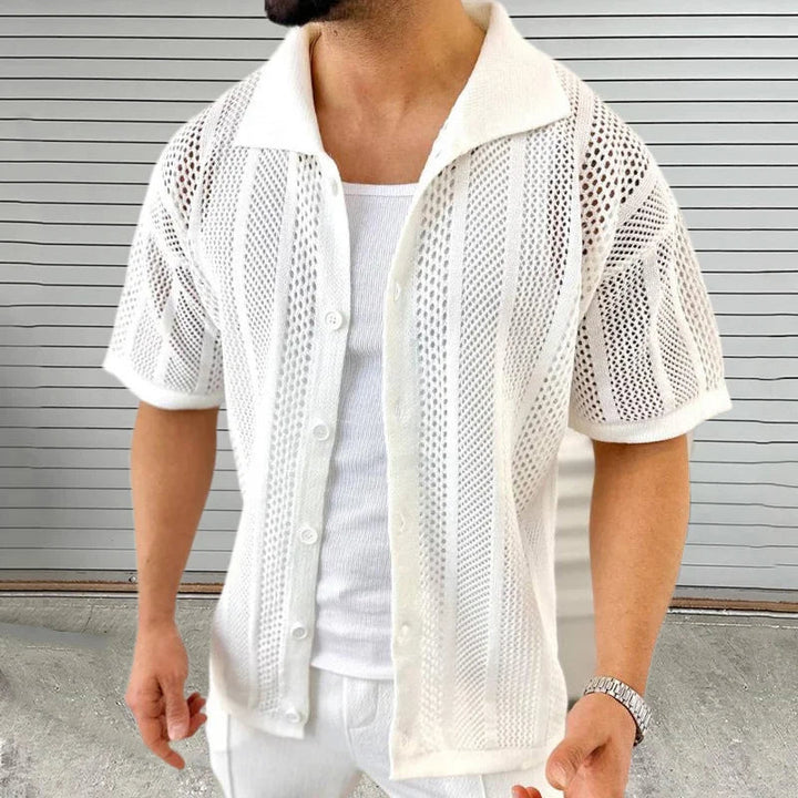 Chemise homme à manches courtes | Patte de boutonnage à structure ouverte 5