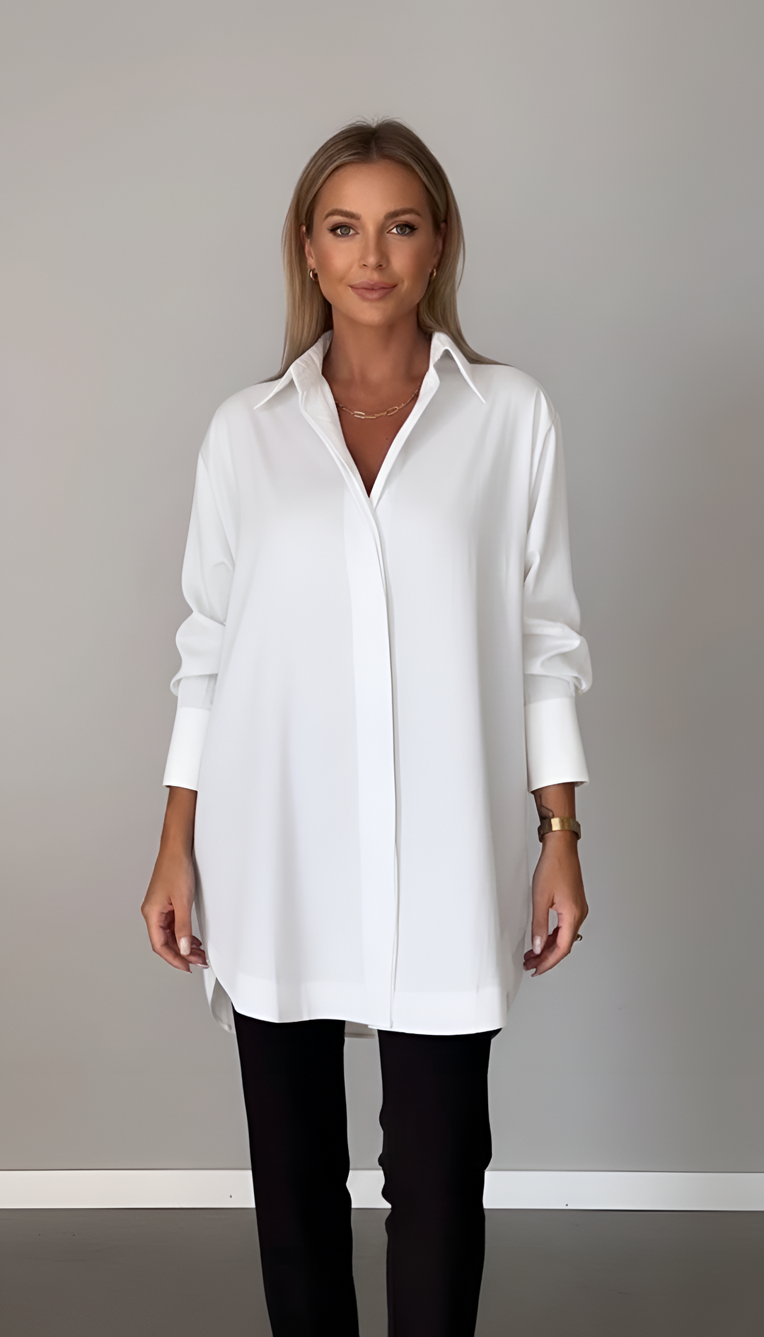 Chemise oversize en coton pour femme Valerios Fashion, col classique 0