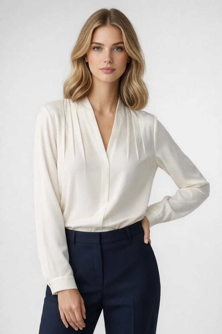 Chemisier femme - Chemisier léger et confortable pour le bureau, avec col en V 0