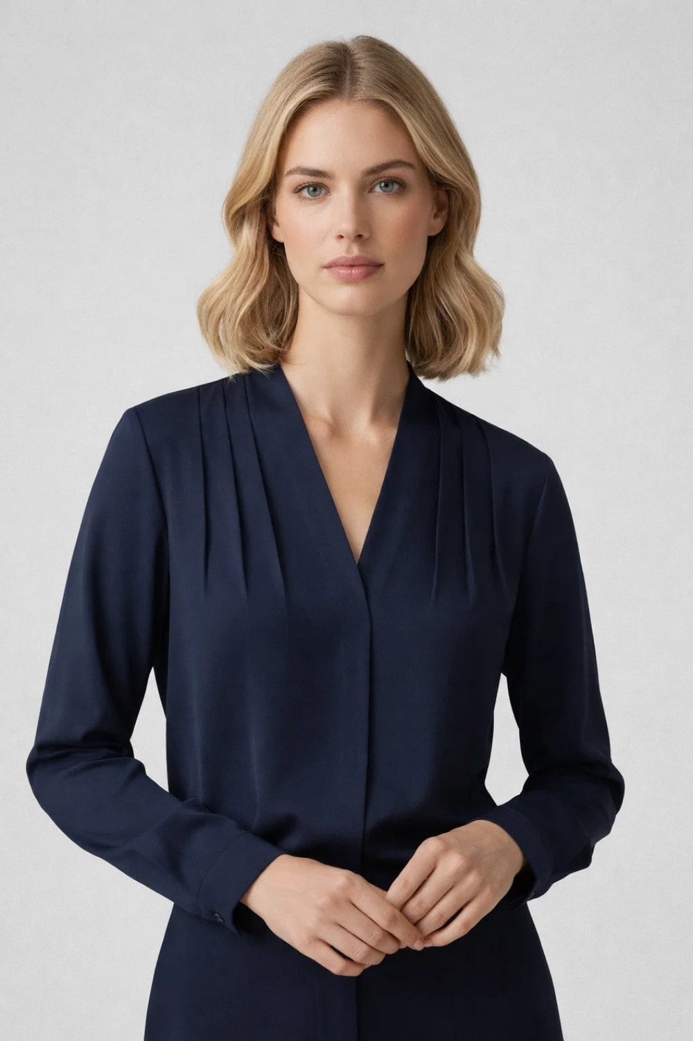 Chemisier femme - Chemisier léger et confortable pour le bureau, avec col en V 1
