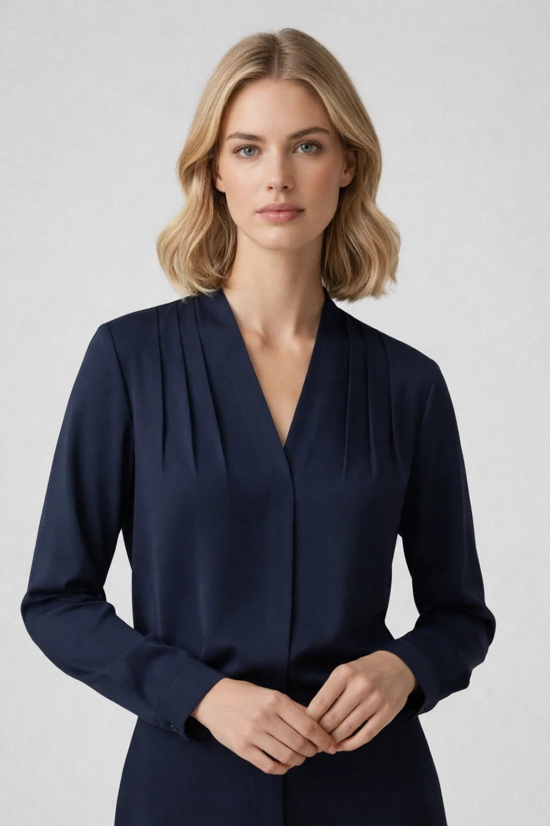 Chemisier femme - Chemisier léger et confortable pour le bureau, avec col en V 1