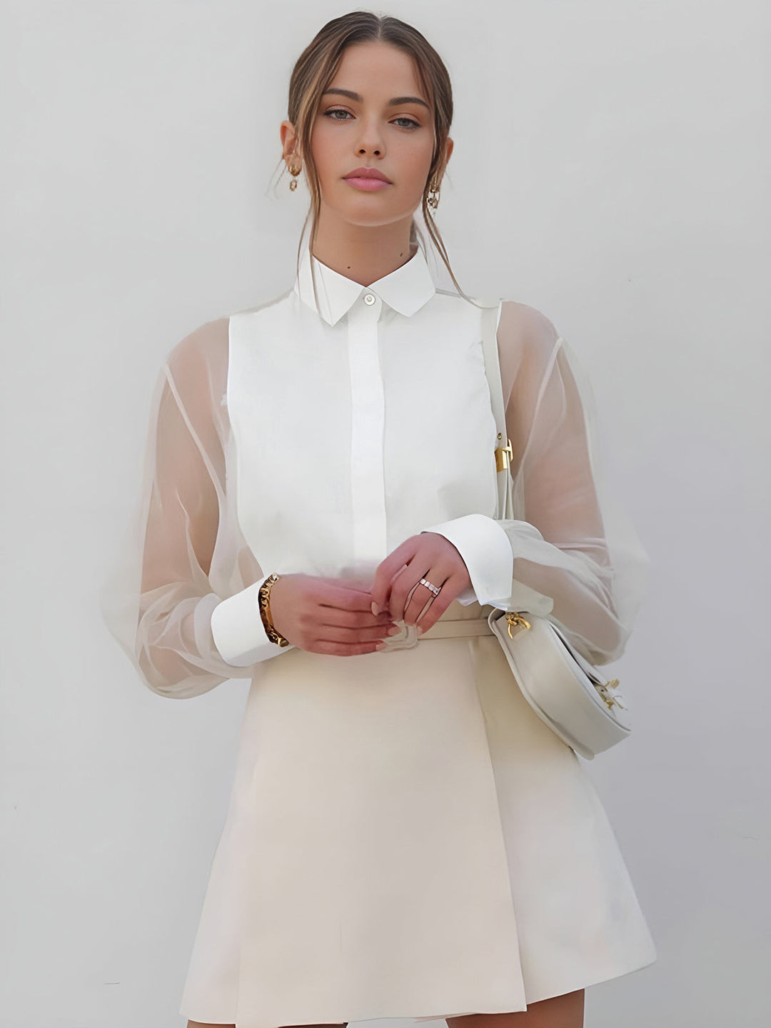 Chemisier femme | Col et manches transparentes 0