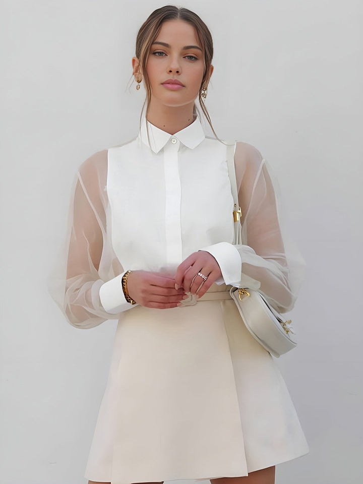 Chemisier femme | Col et manches transparentes 0