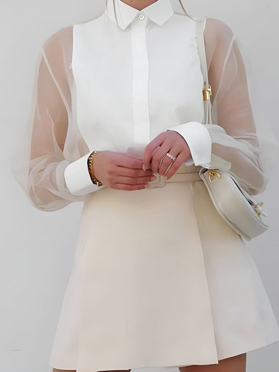 Chemisier femme | Col et manches transparentes 1