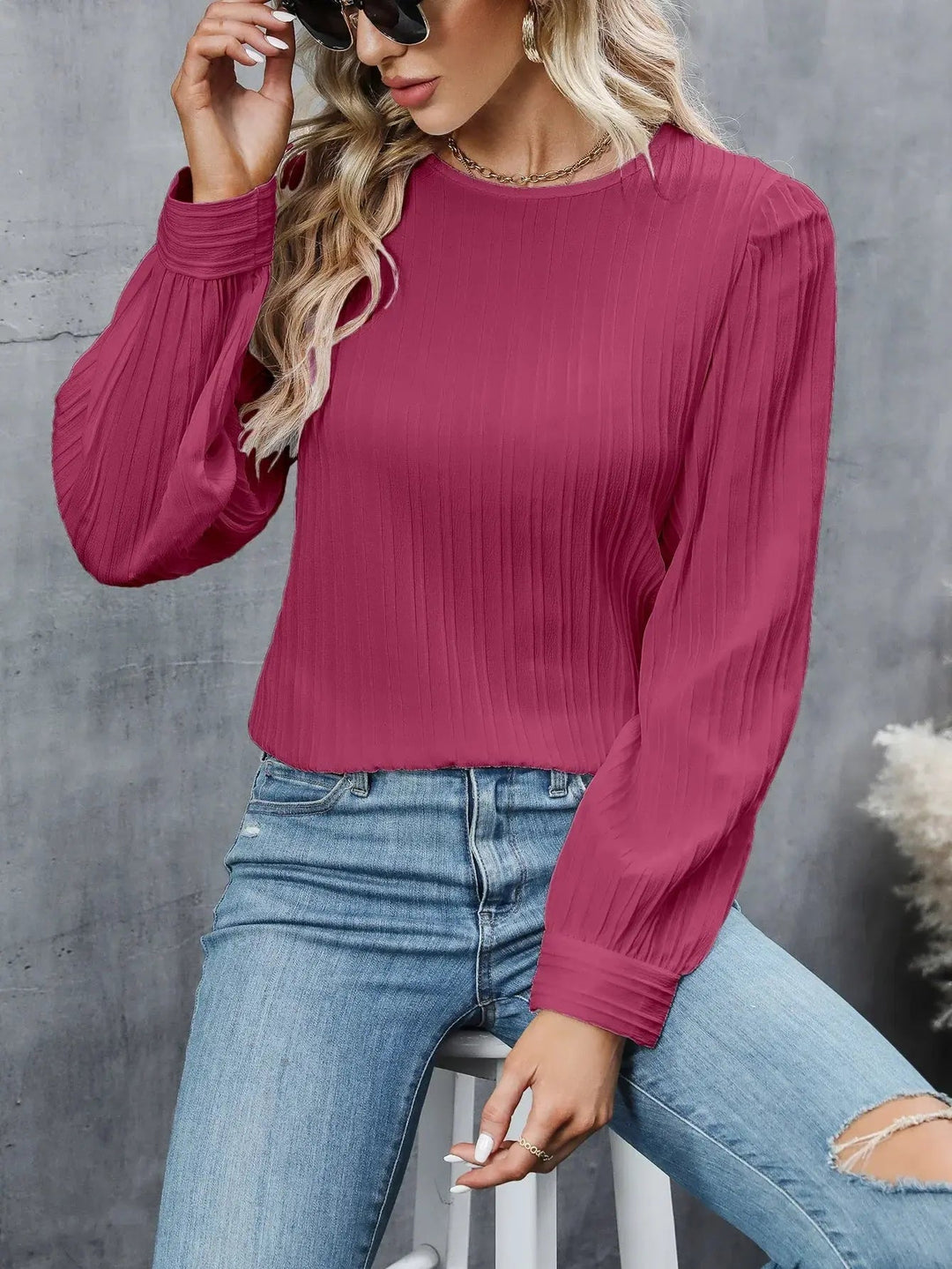 Chemisier femme | Manches longues, col rond 12