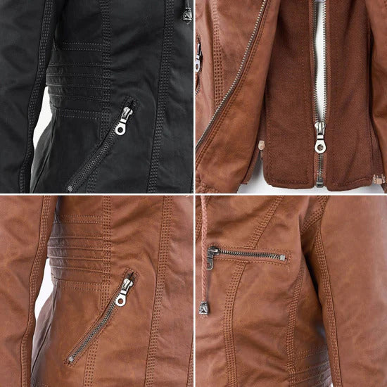Ivory™ | Veste en Cuir pour Femmes Résistante aux Intempéries avec Capuche