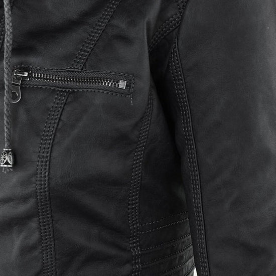 Ivory™ | Veste en Cuir pour Femmes Résistante aux Intempéries avec Capuche