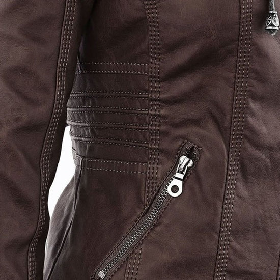 Ivory™ | Veste en Cuir pour Femmes Résistante aux Intempéries avec Capuche