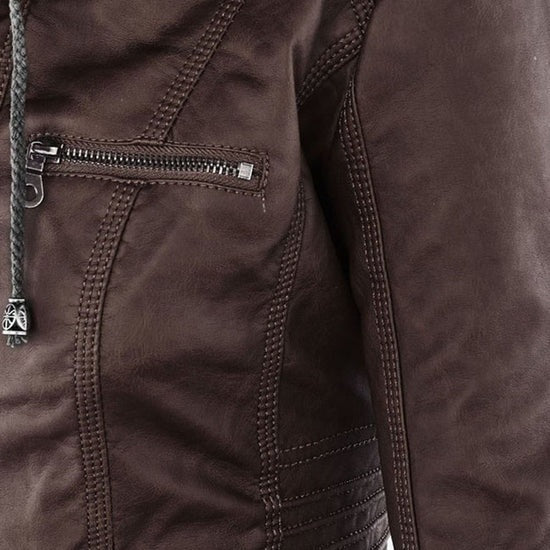 Ivory™ | Veste en Cuir pour Femmes Résistante aux Intempéries avec Capuche