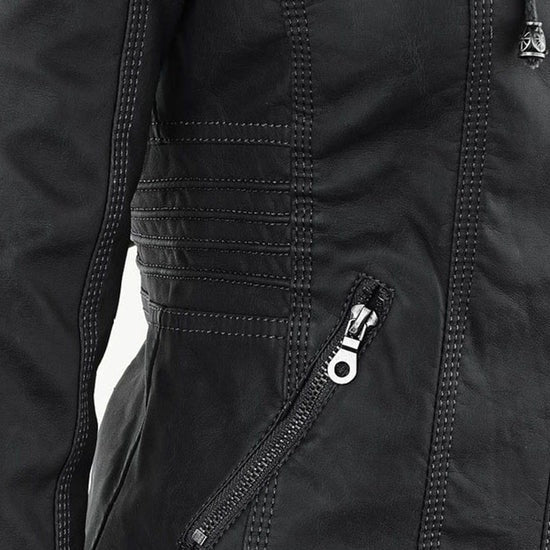 Ivory™ | Veste en Cuir pour Femmes Résistante aux Intempéries avec Capuche